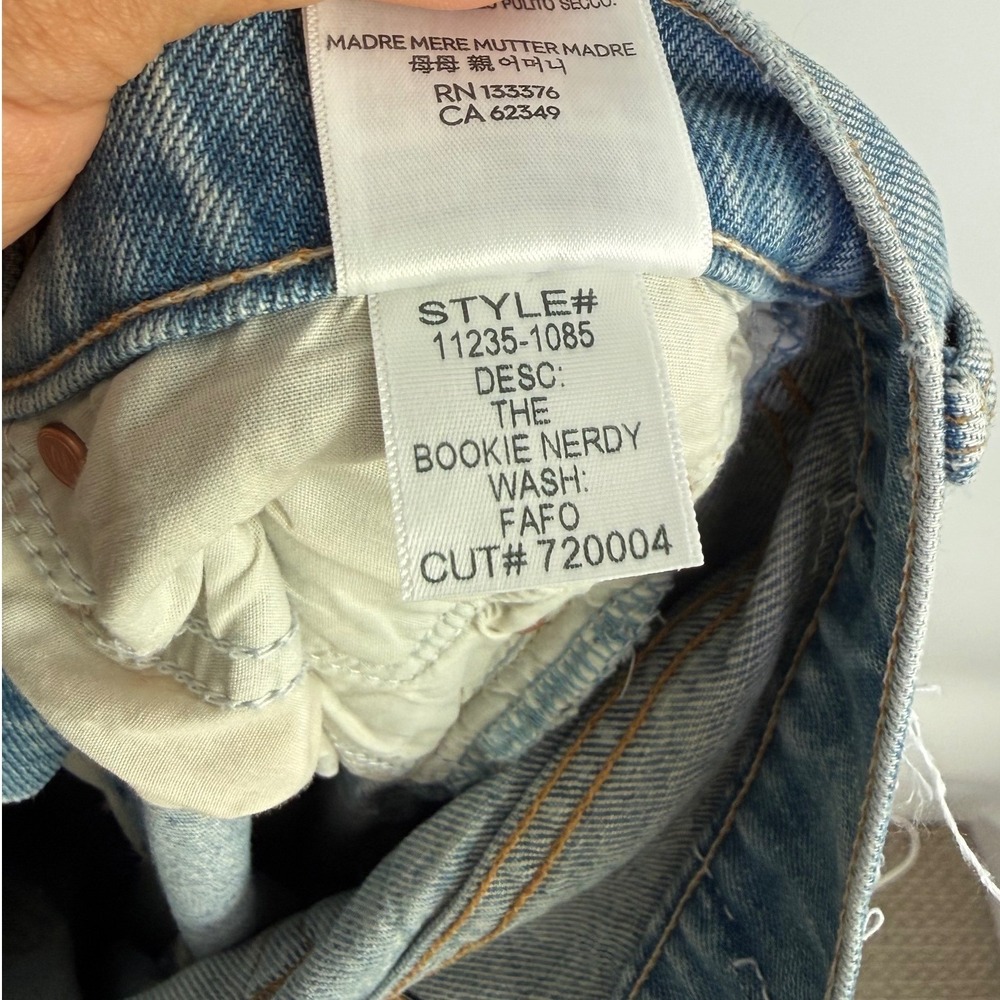 Mother Superior The Bookie Nerdy Distressed Wide Leg Jeans FAFO Blue 28 NEW - Picture 7 of 7